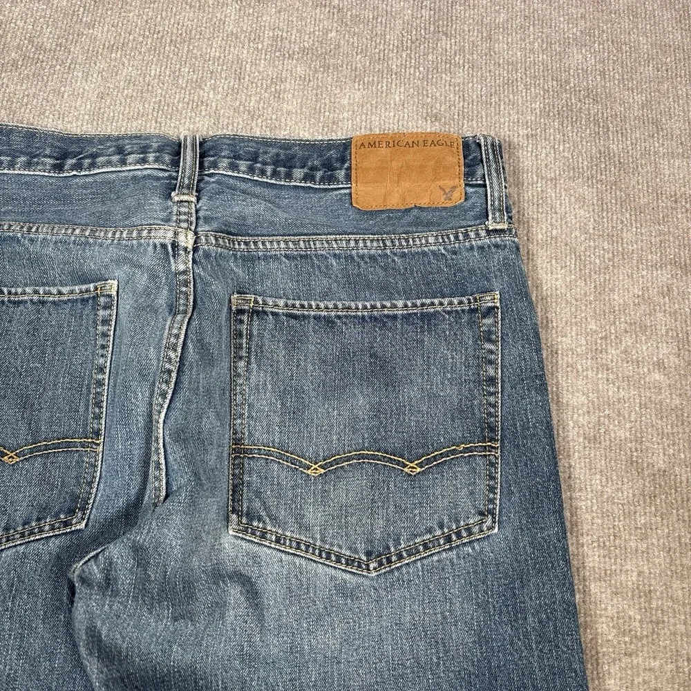 American Eagle Jeans‎ Mens 32x31 Relaxed Straight Dark Blue Denim Faded Y2K